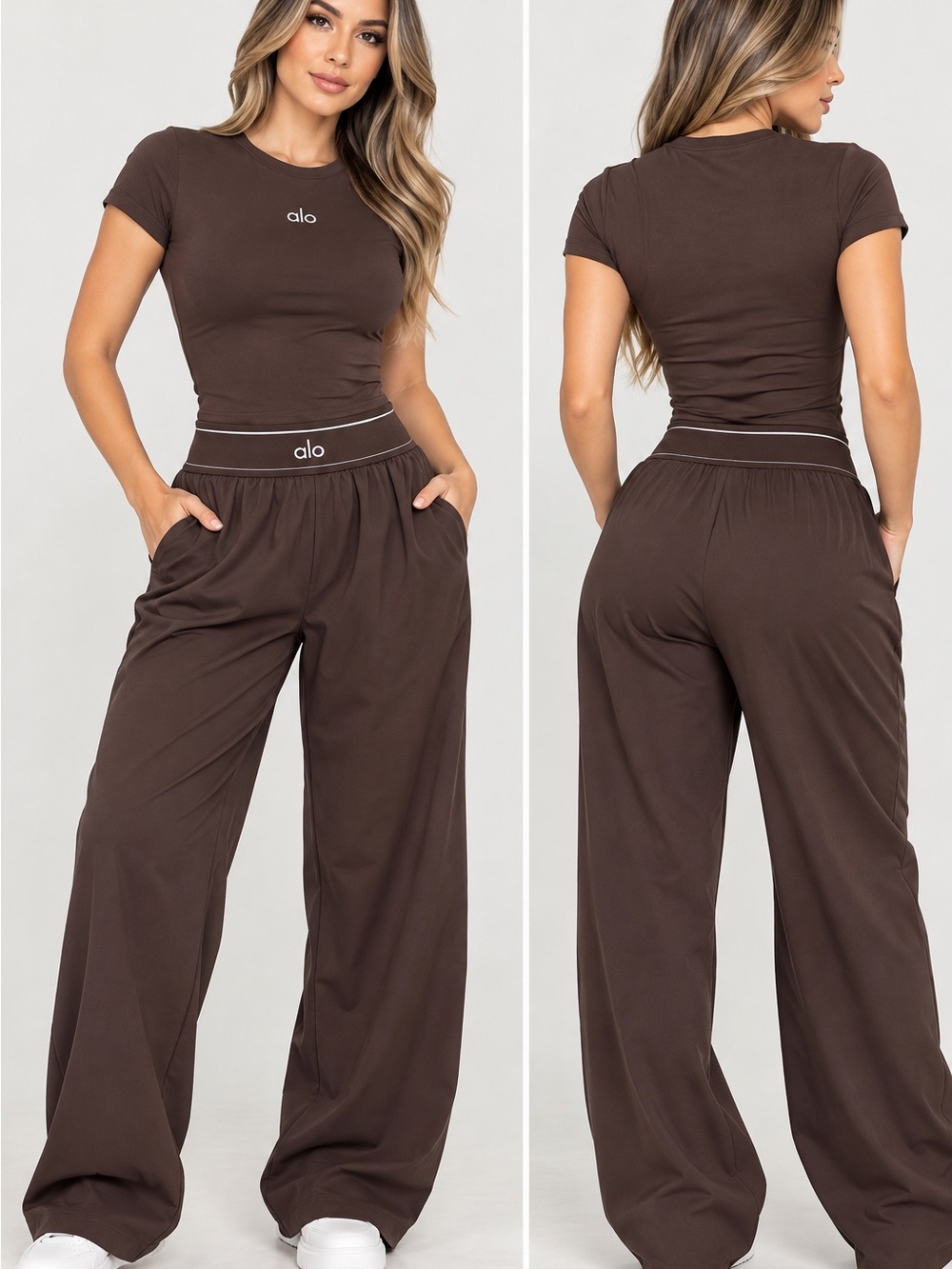 ALO Yoga Wide Leg Lounge Pants — Chocolate Brown